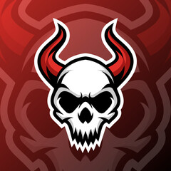 vector graphics illustration of a skull horns in esport logo style. perfect for game team or product logo