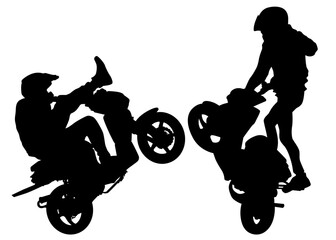 Sports bike and people on white background