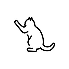 Happy cat stretches color line icon. Pictogram for web page