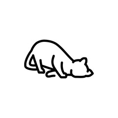 Happy cat caresses color line icon. Pictogram for web page