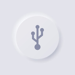 USB symbol Icon, White Neumorphism soft UI Design for Web design, Application UI and more, Button, Vector.