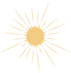 Flat sign-sun with divergent rays. Vector.