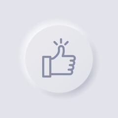 Thumb up icon, White Neumorphism soft UI Design for Web design, Application UI and more, Button, Vector.