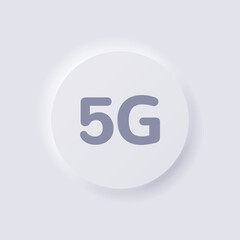 5G Internet connection icon, White Neumorphism soft UI Design for Web design, Application UI and more, Button, Vector.