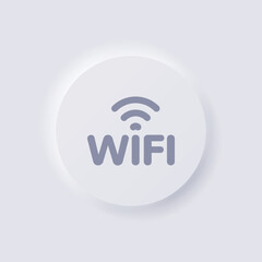 Wireless Internet connection icon, White Neumorphism soft UI Design for Web design, Application UI and more, Button, Vector.