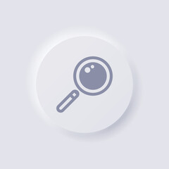 Magnifying Glass icon, White Neumorphism soft UI Design for Web design, Application UI and more, Button, Vector.