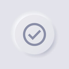 Check mark icon, Tick icon, White Neumorphism soft UI Design for Web design, Application UI and more, Button, Vector.