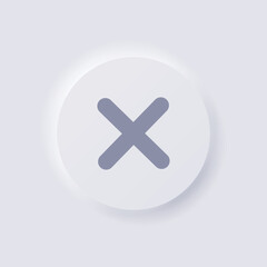 Cross icon, White Neumorphism soft UI Design for Web design, Application UI and more, Button, Vector.