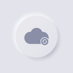 Cloud icon with Rotation arrow, White Neumorphism soft UI Design for Web design, Application UI and more, Button, Vector.