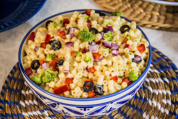 Pasta food shot with and without sauce, shot is selective focus with shallow depth of field. Photo taken at Cairo Egypt
