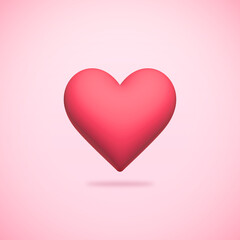 A floating pink heart shape on pink background