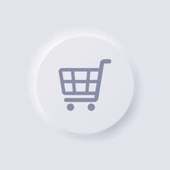 Shopping cart Icon, White Neumorphism soft UI Design for Web design, Application UI and more, Button, Vector.