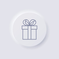 Gift box icon, White Neumorphism soft UI Design for Web design, Application UI and more, Button, Vector.