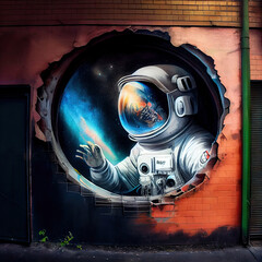 Astronaut street art graffiti - By Generative AI
