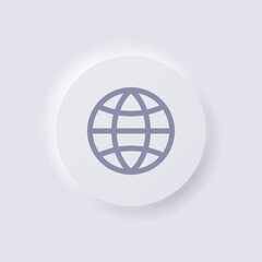 Globe icon, White Neumorphism soft UI Design for Web design, Application UI and more, Button, Vector.