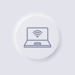 Laptop Icon, White Neumorphism soft UI Design for Web design, Application UI and more, Button, Vector.