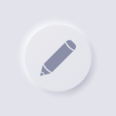Pencil icon, White Neumorphism soft UI Design for Web design, Application UI and more, Button, Vector.