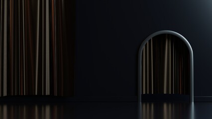 3d rendering minimalist background with luxury curtain for presentation platform