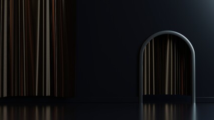 Fototapeta premium 3d rendering minimalist background with luxury curtain for presentation platform