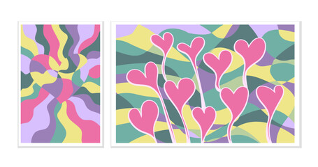 A set of abstract postcards. Heart. Vector design. Valentine's Day
