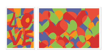A set of abstract postcards. Love. Vector design. Valentine's Day