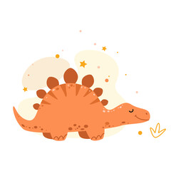 Funny cartoon dinosaur vector illustration isolated on white background