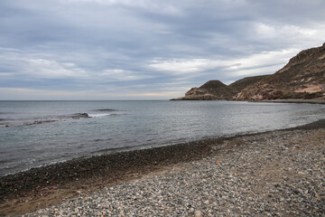 Fototapeta na wymiar Stormy weather on the beach in Cabo de Gata, Almeria