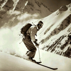 Vintage skier