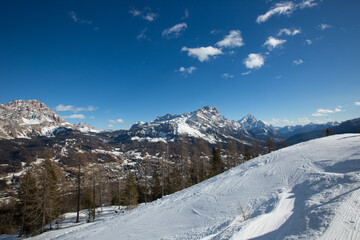 Ski slope in the alps Dolomites - 559462499