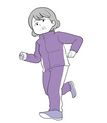 ランニングする年配の女性