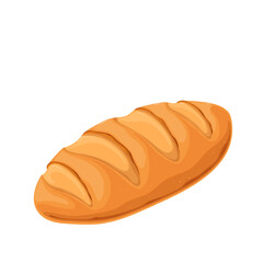 Loaf of bread vector illustration. Cartoon French loaf of wheat flour dough with crispy crust, whole cereal toast bread for cooking sandwich, organic food product for bakery and supermarket menu
