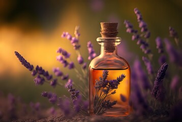 Obraz na płótnie Canvas illustration of spa skin care product , lavender flowers extract or essence oil