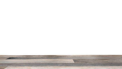 Arrière-plan transparent avec support de bois pour présentation d'objets publicitaires pour promotion de produits. Aspect sol en bois, fond transparent.