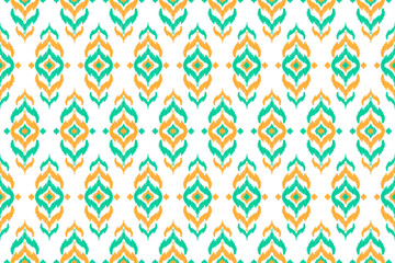 Fabric ikat pattern art. Geometric ethnic seamless pattern traditional. American, Mexican style. Design for background, wallpaper, illustration, fabric, clothing, carpet, textile, batik, embroidery.