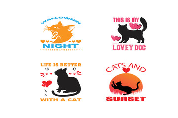 Cat Typography T-Shirt Design SVG Vector File