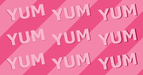 Yum word. Printable graphic tee. Design doodle for print. Colorful. Cartoon hand drawn calligraphy style	
