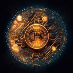 Bitcoin in blockchain technology.Generative AI