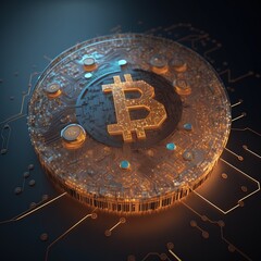 Bitcoin in blockchain technology.Generative AI