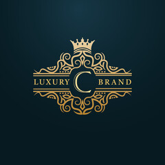 Luxury Gold C Letter Logo. Luxury Logo Initial Letter C Design