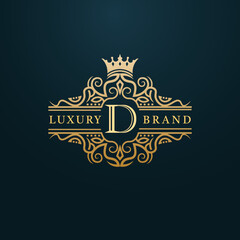 Luxury Gold D Letter Logo. Luxury Logo Initial Letter D Design