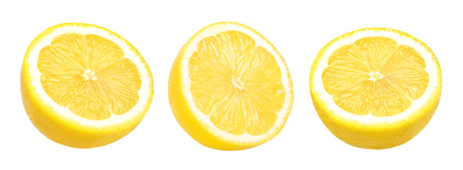 half lemon and slices isolated, Fresh and Juicy Lemon, transparent png, cut out