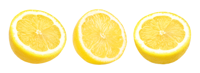 half lemon and slices isolated, Fresh and Juicy Lemon, transparent png, cut out