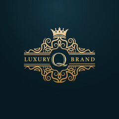 Luxury Gold Q Letter Logo. Luxury Logo Initial Letter Q Design