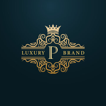 Luxury Gold P Letter Logo. Luxury Logo Initial Letter P Design