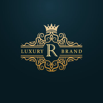 Luxury Gold R Letter Logo. Luxury Logo Initial Letter R Design