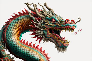 Obraz premium Chinese dragon on a white background, art for the Chinese New Year, computer generation