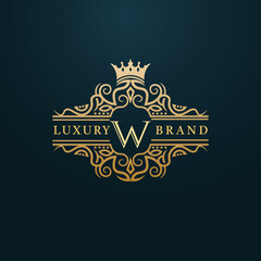 Luxury Gold W Letter Logo. Luxury Logo Initial Letter W Design