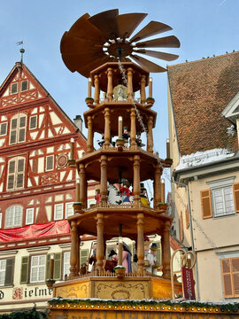 Holiday Carousel at Christmas Market in Esslingen, Germany