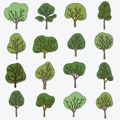 Simplicity tree freehand drawing flat design.