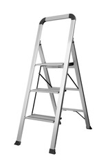 Metal ladder on white